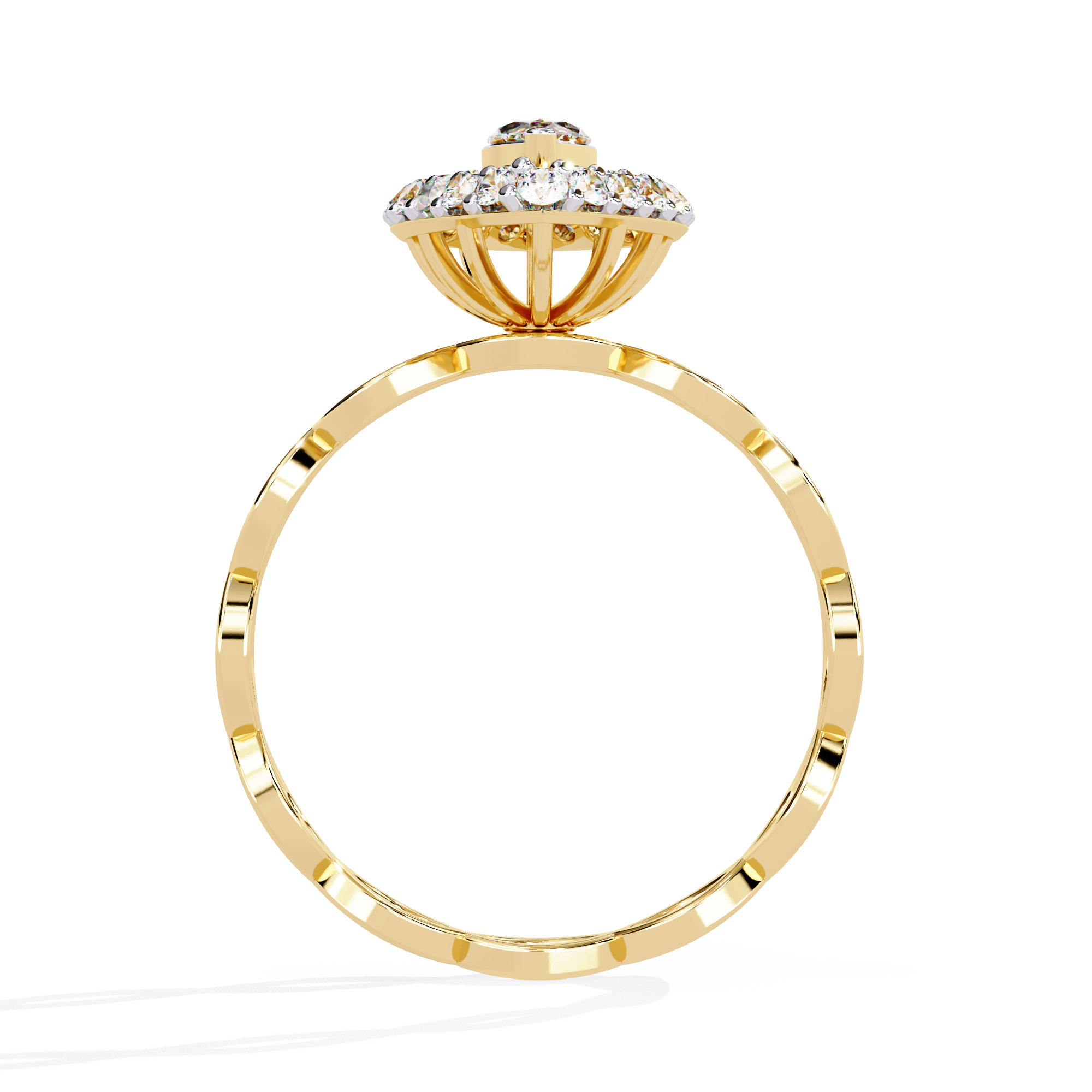 Solitairekart-0.56 CT Lab Grown Diamond Marquise Sunburst Halo Engagement Ring